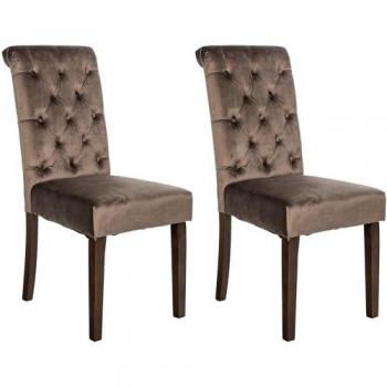 Set di 2 sedie da pranzo Lisburn design Chesterfield marrone