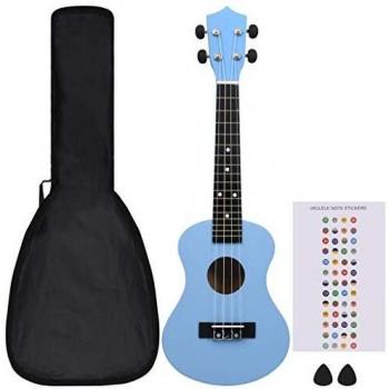 vidaXL Soprano Ukulele Set with Bag for Kids Baby Blue 23