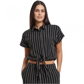 Damen Bluse mit Bindeband und Streifen von Urban Classics