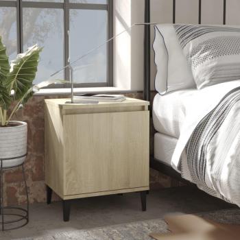 Comodino Rovere Sonoma con Struttura in Metallo 40x30x50 cm