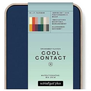 Schlafgut Cool Contact Fitted Sheet Blue Deep 100% Microfibre 140-160 x 200cm