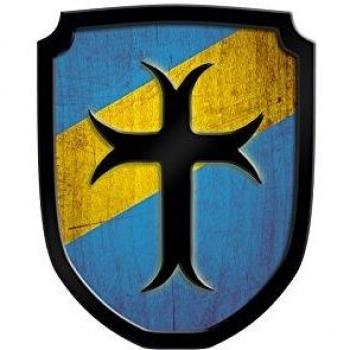 Bunter Holzwappenkreuz – Blau, 30 cm Durchmesser, 2025 Edition