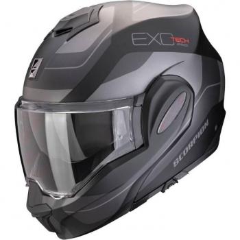 Casco Moto Modulare P/J Scorpion EXO-TECH EVO PRO COMMUTA, Matt Nero / Silver, taglia S