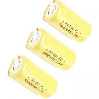 12PCS Ni-MH SC 1.2V Rechargeable Battery 3500mAh with Welding Tabs