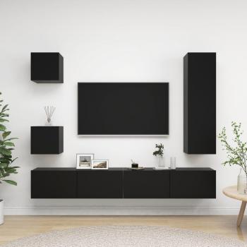 Conjunto de TV 5 Peças Madeira Preto vidaXL