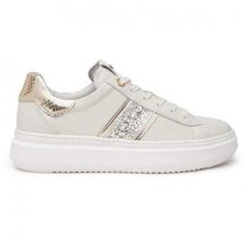 Baskets Femme NERO GIARDINI Velvet Osso 0100 Glitter Blanc