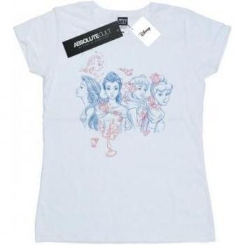 XXL Disney Princess Sketch T-Shirt Damen – 100 % Baumwolle, weiß