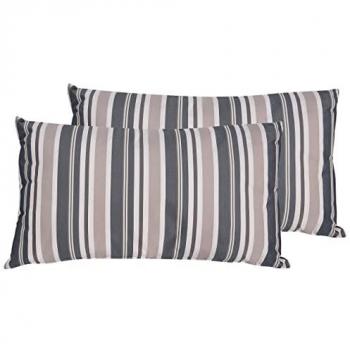 Set of 2 Water Resistant Striped Garden Cushions 40 x 70 cm Polyester Blue Beige