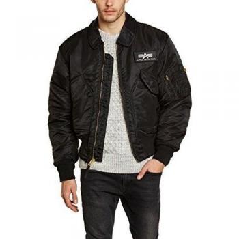 Alpha Industries CWU 45 Heritage Black Bomber Jacket for Men, Size XL