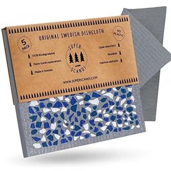 SUPERSCANDI Swedish Dishcloths Reusable Biodegradable Cellulose Sponge Cleaning Cloths