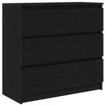 Black Oak Storage Sideboard – 80 × 35 × 76 cm, Composite Panel