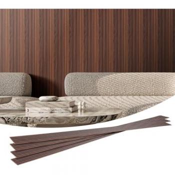 Acoustic Wood Slat Panels in Dark Teak – 8 Pieces, 96″ × 6″ WPC
