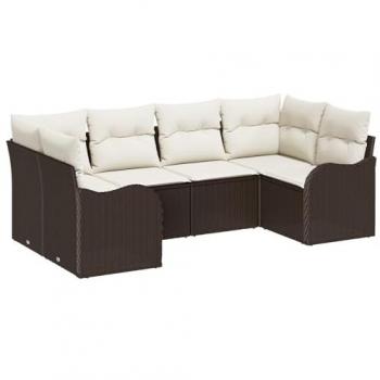 Set Lounge Outdoor 6 Parti Marrone Rattan Polirattan con Supporto di Pancia