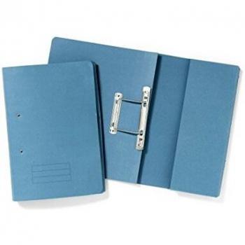 Exacompta Pocket Spring File Manilla Foolscap 285gsm Blue (Pack 25)