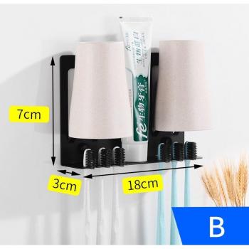 Support murale pour brosse à dents et tasse – duo noir en acier inoxydable