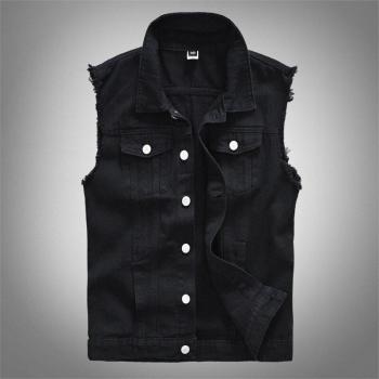 Men's Casual Black Denim Vest