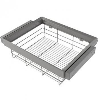 Module 700 mm de Panier en Fils d’acier avec Cadre Dressing – Quartz Titane (Emuca)