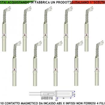 Sensore Magnetico da Incasso 10 Sensori Magnetici 8 mm Reed Uscita NC Collegamento 4 Fili Tensione Transito Max 100 V 10W
