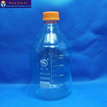 2000ML Clear Laboratory Glassware with Blue Screw Top