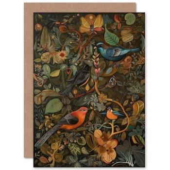 Birds & Butterflies in Fall Tree Wishes Card