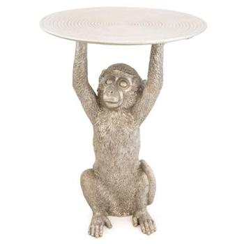 Madison & Mayfair Resin Monkey Table, Silver Finish
