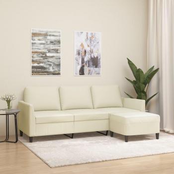 Canapé 3 places en similicuir crème avec repose-pieds 180 cm