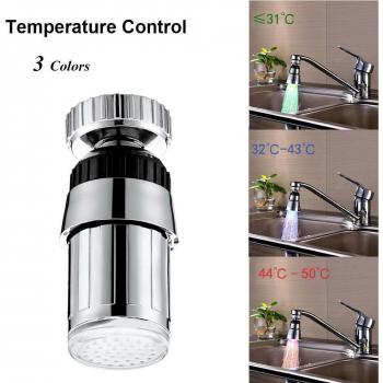 Illuminated Kitchen Faucet Shower Head with 3-Color Sensor
