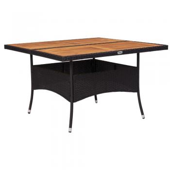 Vidaxl Table D'extérieur Noir Résine Tressée Et Bois D'acacia Solide