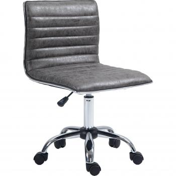 Vinsetto Grey Swivel Office Chair with Armless Mid-Back and Chrome Base