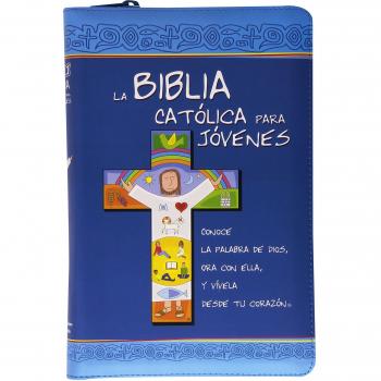 BIBLIA CATOLICA PARA JOVENES EDICION AZUL SIMIL PIEL CON CREMALLERA