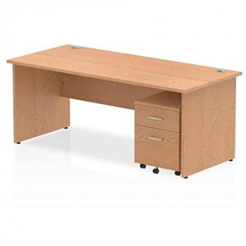 Impulse Bench 1800 X 800mm Straight Office Desk Oak Top Panel End Leg Workstation
