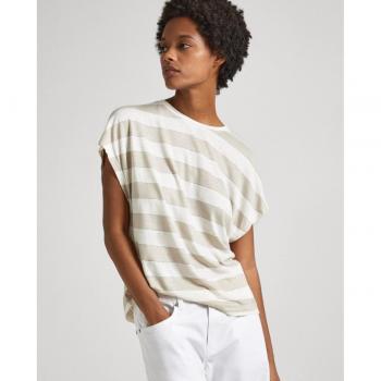 Hermione Short‑Sleeve T‑Shirt in Mousse White, Pepe Jeans, Size M