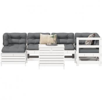 7-Piece White Solid Pine Garden Sofa Set