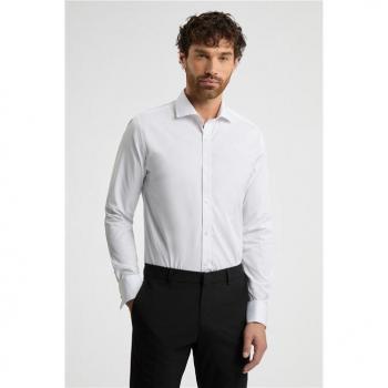 Limehaus Slim-Fit Long Sleeve Shirt – White, Double Cuff