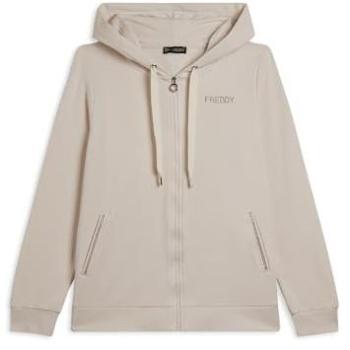 Freddy Felpa XXL Donna “White Sand” Bicolore, Zip e Cappuccio decorato a Strass