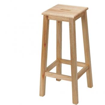 Banqueta Cuadrada Alta de Madera de Pino