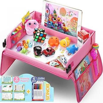 Lenbest Travel Tray, Indoor & Outdoor Learning Educational Toys Play Tray Lap Desk with Dry Erase Top