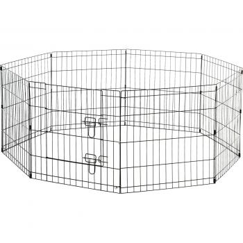 Jaula Metálica Plegable para Perros 8 Paneles 61x61 cm con Puerta y Doble Cerradura