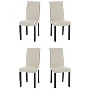 CLP Juego de 4 sillas de comedor Ina en polipiel crema negro