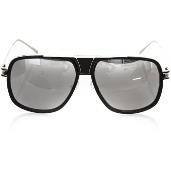 Frankie Morello Black Metallic Fibre Sunglasses Shield Model, unisex, black, one size