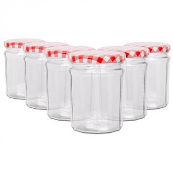 Red Gingham Lid Glass Jam Jars
