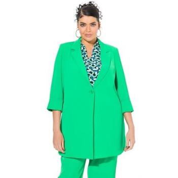 Ulla Popken Blazer für große Größen, grün, mit Knopfverschluss