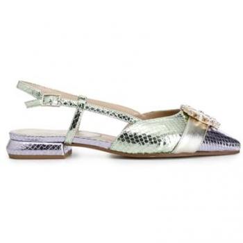 CAFè Noir Ballerina – Versione “Verde” con Fibbia Strass Multi‑Colore