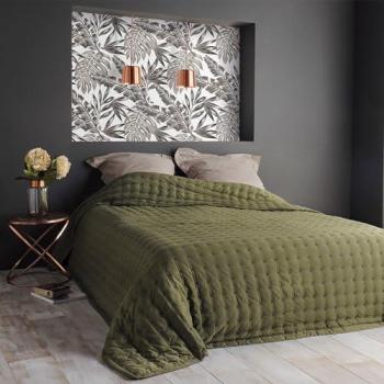 Dessus de lit en polyester vert kaki 150x200cm