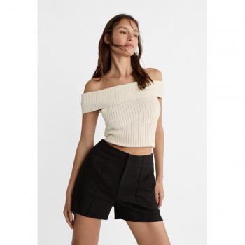 Stradivarius Smart Shorts with Seam Detail Black Size 12