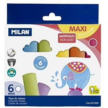 Caja con 6 tizas de colores maxi milan 8411574072416 64078 MILAN