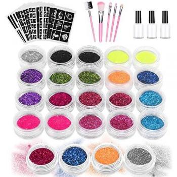 WSW Serdicht Non-Toxic Glitter Tattoos – 24‑Farb‑Set