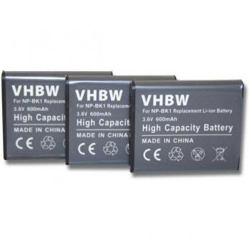 Batterie VHBW 600 mAh (3 pezzi) compatibili Sony Np‑BK1, Np‑FK1