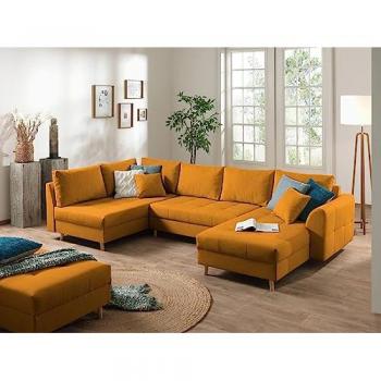 Lisa Design Skandinavische Sofa-Linie Rune: 7‑Sitzer mit Hocker – Gelb – Links