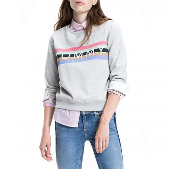 Sudadera Tommy Jeans Tjw Básica de Cuello Redondo Larga para Mujer, Gris (Lt Grey Htr 038), Talla L